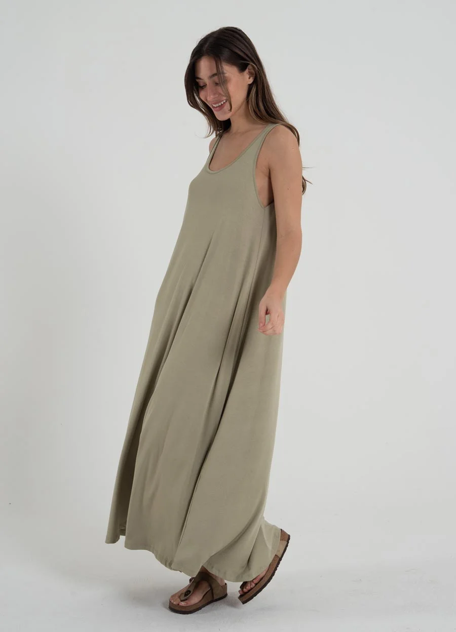 Maxi vestido musculosa viscosa 