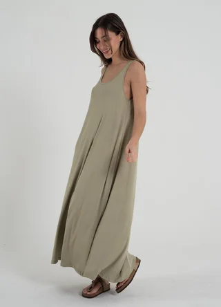 Maxi vestido musculosa viscosa  - Vista 3