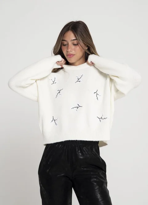 Sweater hojas con lentejuelas 