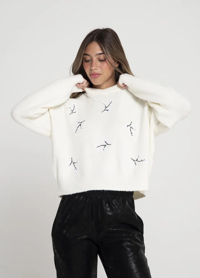 Sweater hojas con lentejuelas 