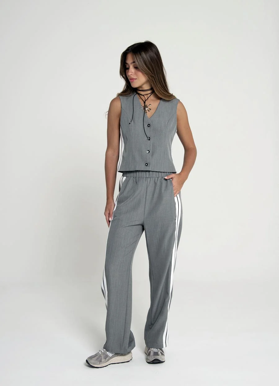 Pantalon sastrero con tira lateral y elastico