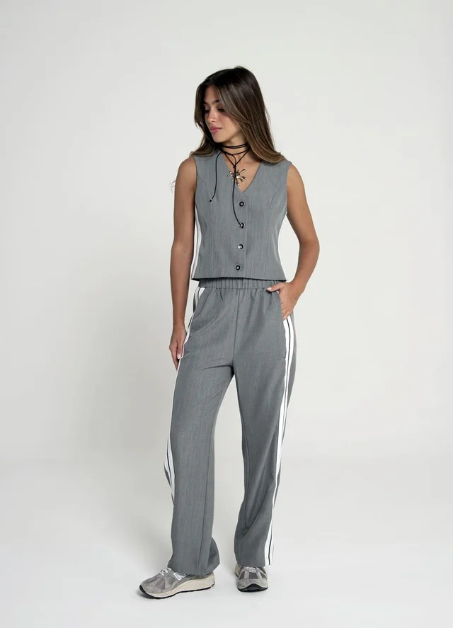 Pantalon sastrero con tira lateral y elastico