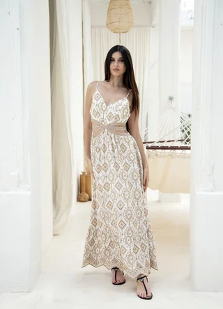 Solero con tira en cintura abierto bordado  - Vista 3