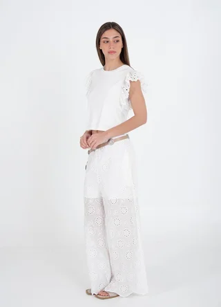 Remera crop broderie  - Vista 1