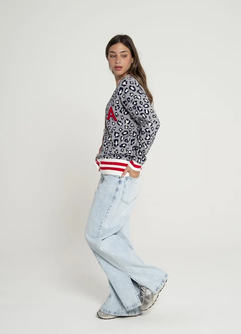 Cardigan college estampado 