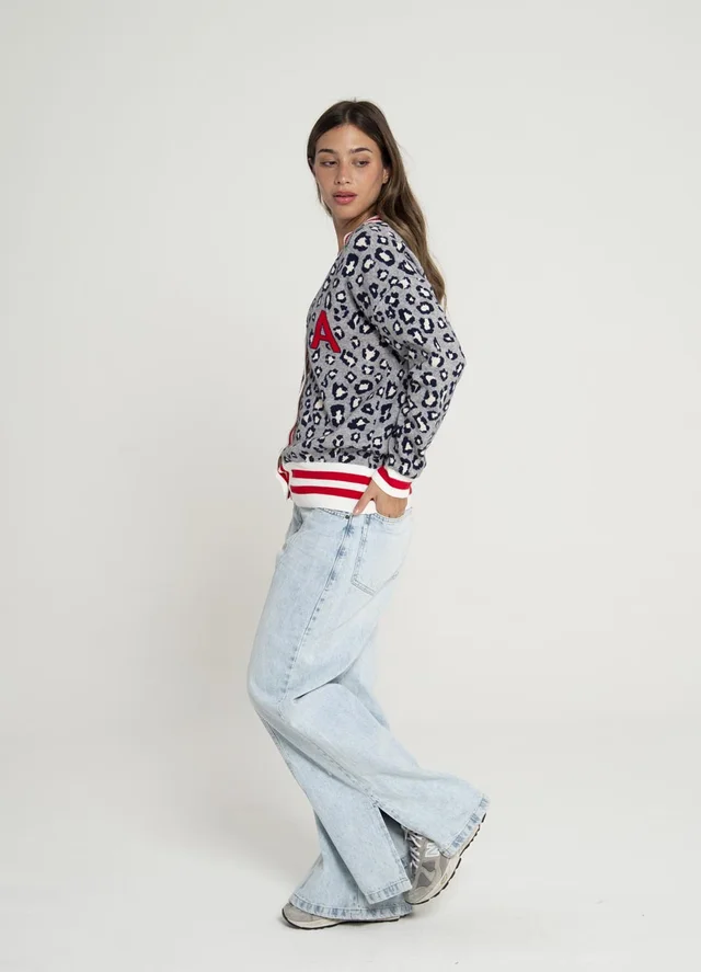 Cardigan college estampado 