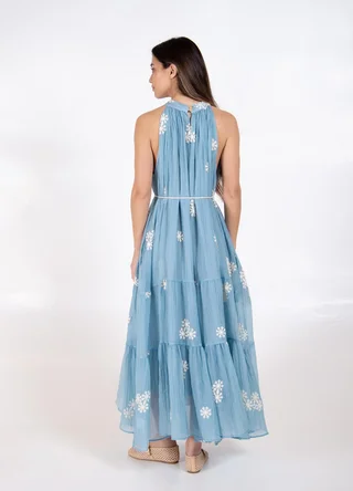 Maxi vestido sedita bordado con cordon  - Vista 6