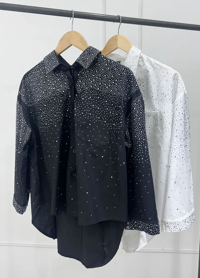 Camisa full strass 3/4