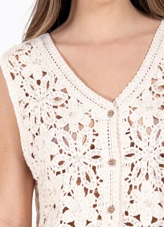 Musculosa tejida c/florcitas y cartera  - Vista 3
