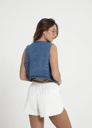 Chaleco denim entallado - Vista 4