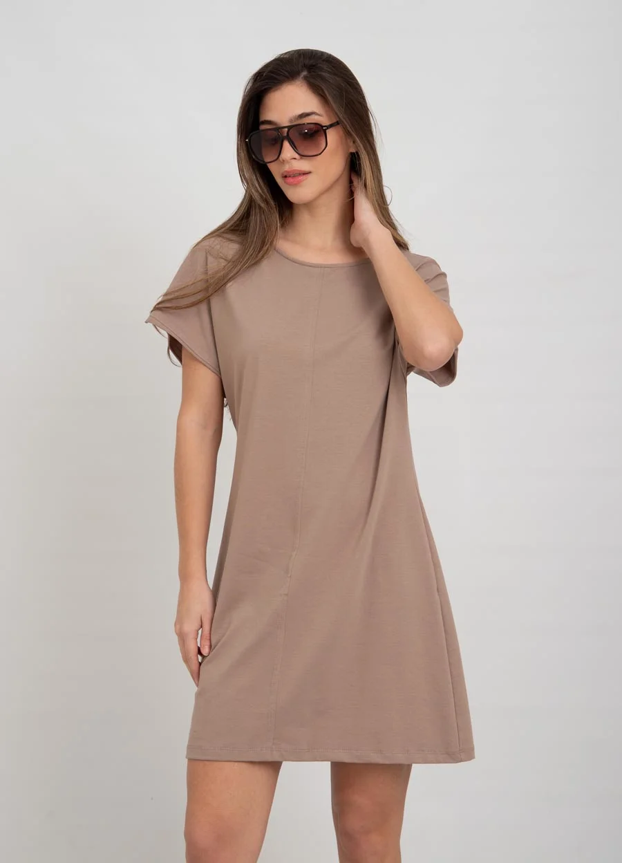 Vestido jersey corto con recorte 