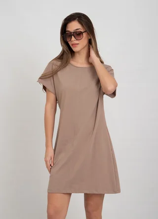 Vestido jersey corto con recorte  - Vista 2