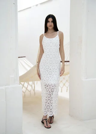 Vestido crochet con forro  - Vista 3