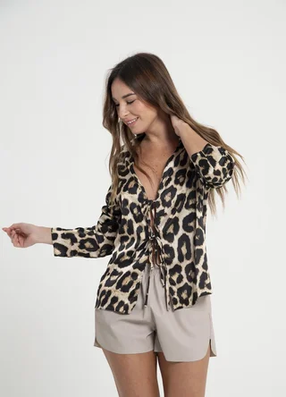 Blusa sedita print con tira para atar - Vista 2