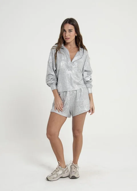 Buzo con capucha rustico metalizado