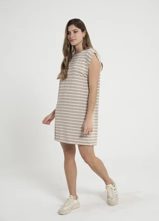 Vestido corto sin mangas viscosa rayado - Vista 2