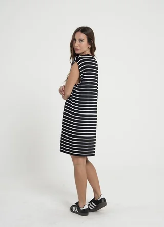 Vestido corto sin mangas viscosa rayado - Vista 4