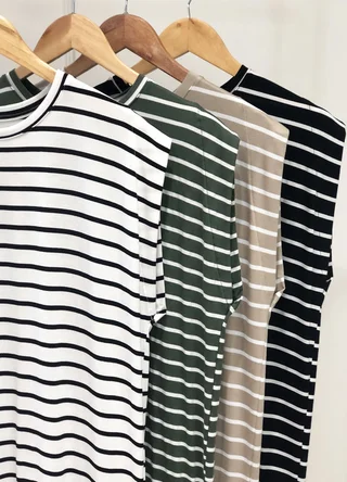 Vestido corto sin mangas viscosa rayado - Vista 5