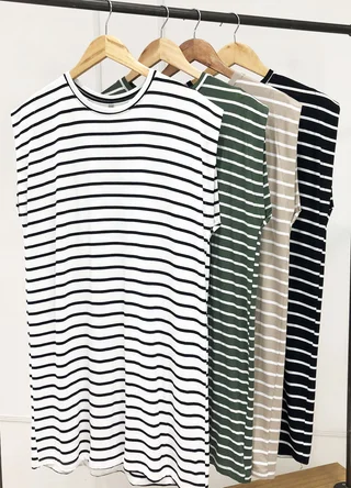 Vestido corto sin mangas viscosa rayado - Vista 6