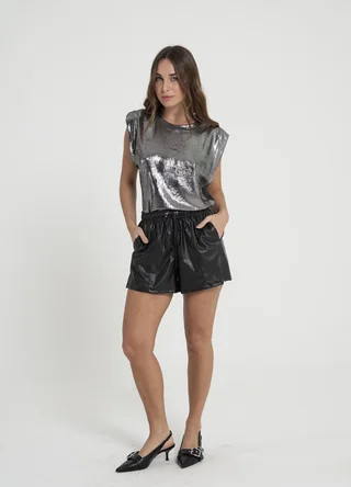 Short eco cuero con recortes - Vista 1