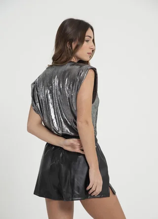 Short eco cuero con recortes - Vista 3