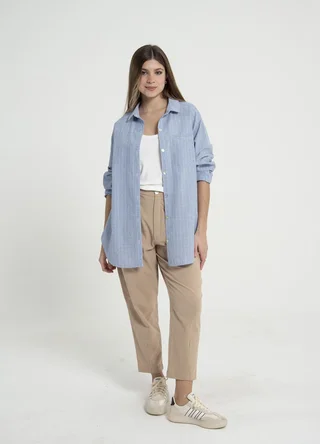 Camisa lino rayado - Vista 3