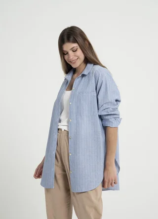 Camisa lino rayado - Vista 4