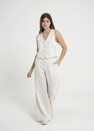 Pantalon sastrero lino rayado - Vista 2