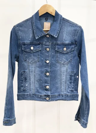 Campera denim elastizada con strass - Vista 5