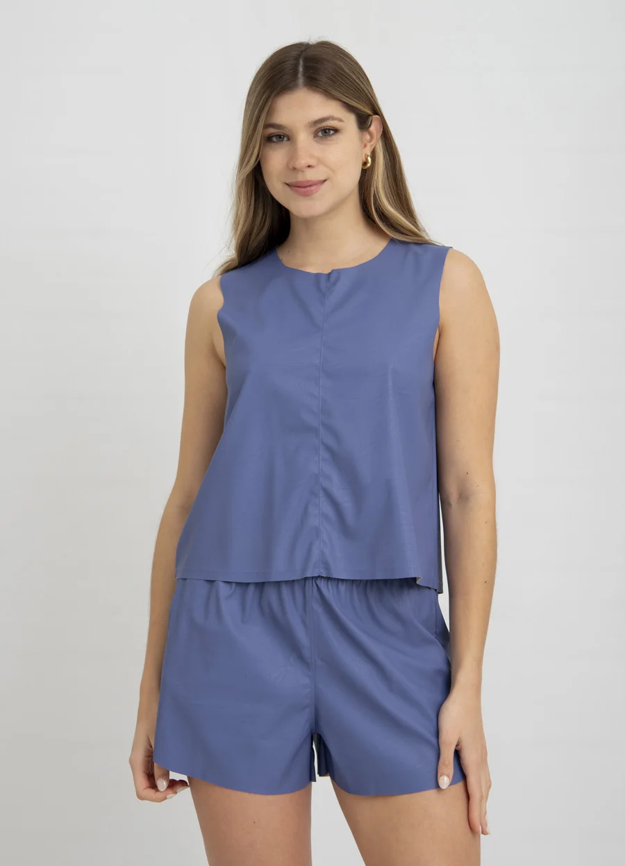 Top eco cuero al corte