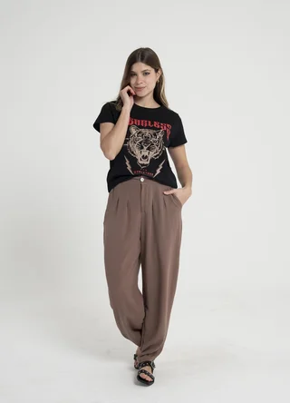 Slouchy lino rayon con boton - Vista 2