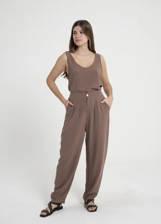 Slouchy lino rayon con boton - Vista 3