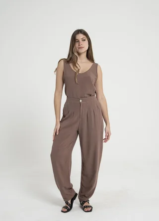 Slouchy lino rayon con boton - Vista 4