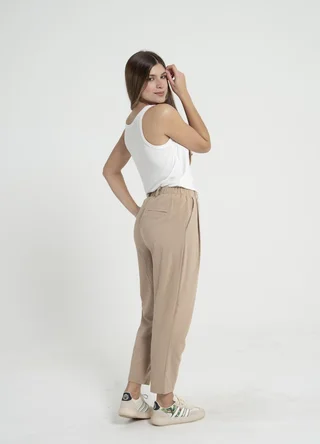 Slouchy lino algodon con boton - Vista 3