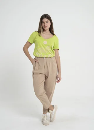 Slouchy lino algodon con boton - Vista 4