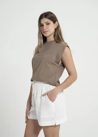 Short lino algodon con tajito - Vista 2