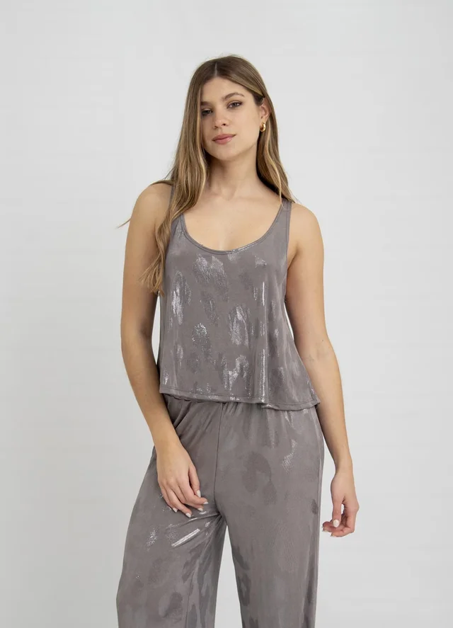 Musculosa campanita metalizada print