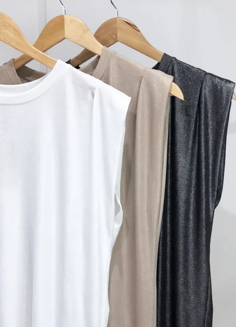 Vestido morley lurex con frunce en  hombro