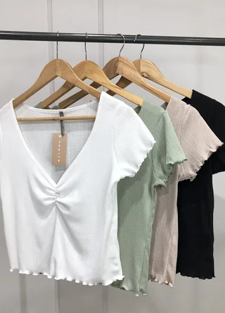 Remera desagujada con frunce - Vista 4