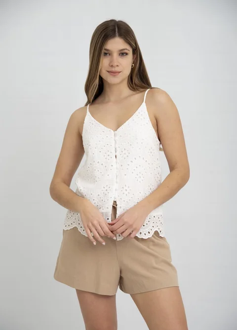 Musculosa broderie con cartera
