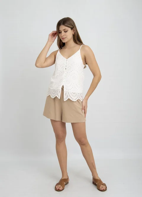 Musculosa broderie con cartera