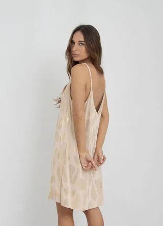 Vestido corto bretel fino print metalizado - Vista 6