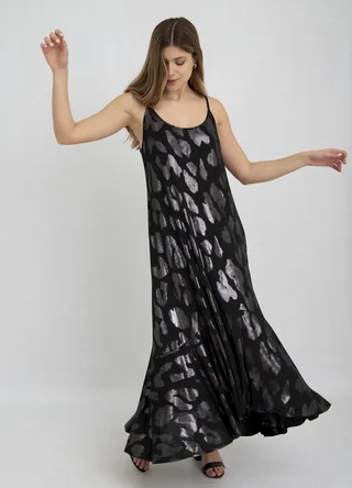 Solero largo print metalizado con volado - Vista 2