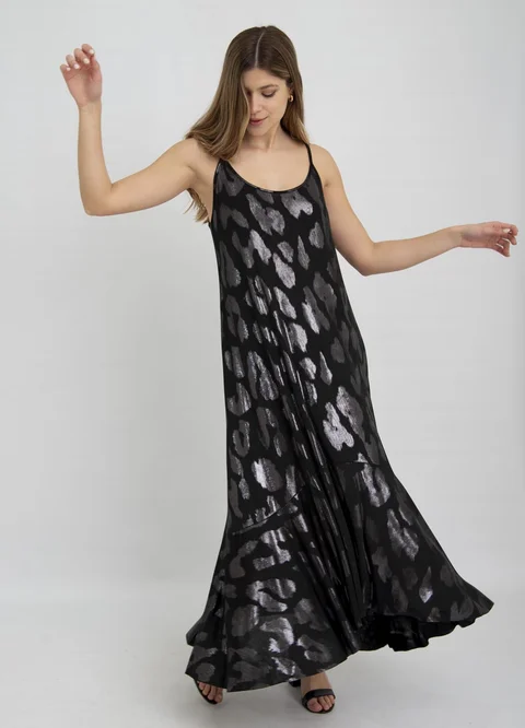 Solero largo print metalizado con volado