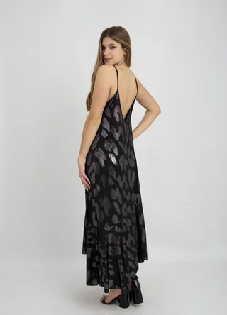 Solero largo print metalizado con volado - Vista 3