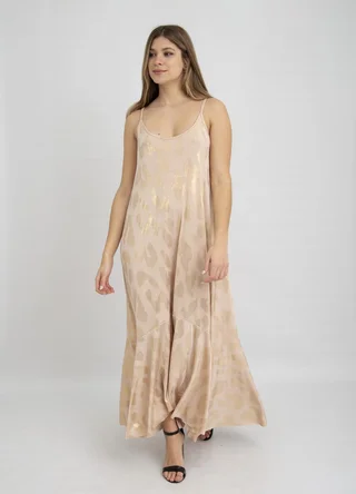 Solero largo print metalizado con volado - Vista 5