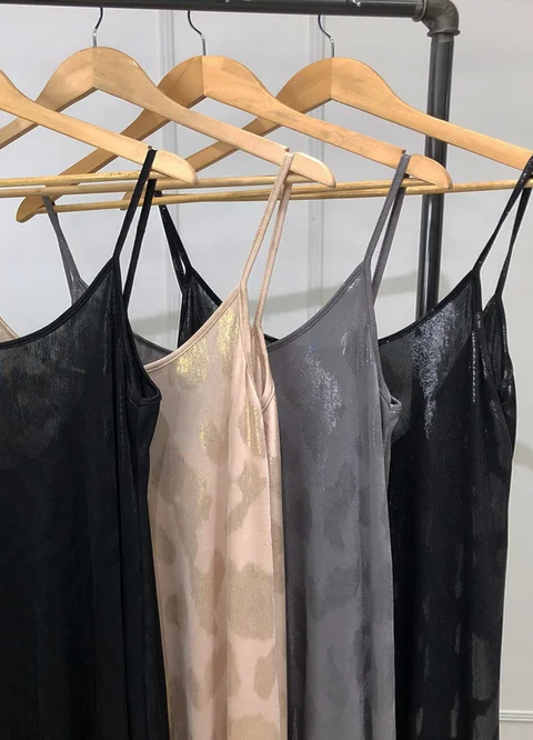 Solero largo print metalizado con volado