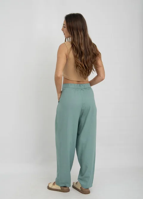 Pantalon lino slouchy con pinza