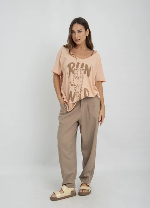 Pantalon lino slouchy con pinza