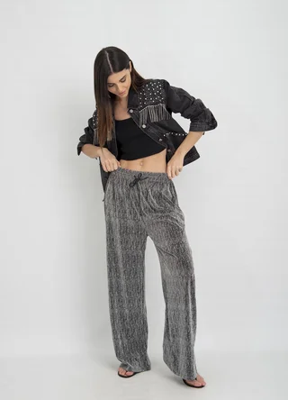 Pantalon metalizado con strass - Vista 2